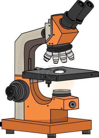 Illustration for Vector illustration of an orange binocular microscope - Royalty Free Image