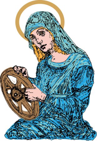 Illustration of Saint Catherine holding a wheel