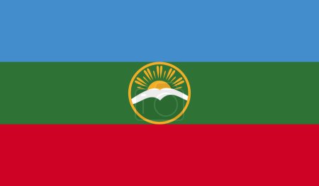 Foto de Alta bandera detallada de Karachay Cherkessia. Bandera nacional de Karachay Cherkessia. Ilustración 3D. - Imagen libre de derechos
