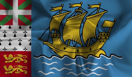 Photo for High detailed flag of Saint Pierre and Miquelon. National Saint Pierre and Miquelon flag. 3D illustration. - Royalty Free Image