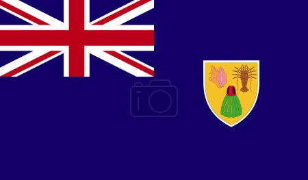 High detailed flag of Turks and Caicos Islands. National Turks and Caicos Islands flag. 3D illustration.