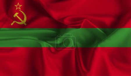 Téléchargez les photos : Drapeau haut détaillé de Transnistrie. Drapeau national de Transnistrie. Illustration 3D. - en image libre de droit