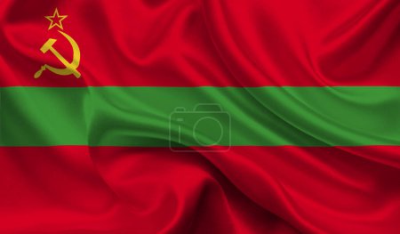 Téléchargez les photos : Drapeau haut détaillé de Transnistrie. Drapeau national de Transnistrie. Illustration 3D. - en image libre de droit