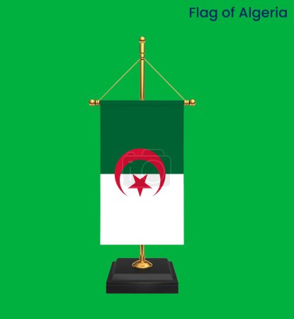 Téléchargez les photos : Haut drapeau détaillé de l'Algérie. Drapeau national d'Algérie. L'Afrique. Illustration 3D. - en image libre de droit
