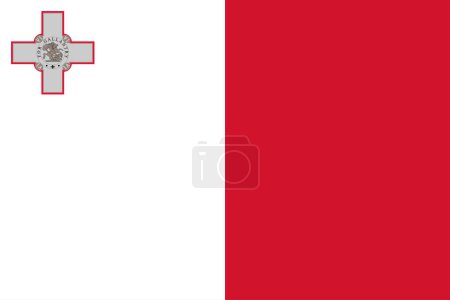 Foto de Alta bandera detallada de Malta. Bandera nacional de Malta. Europa. Ilustración 3D. - Imagen libre de derechos