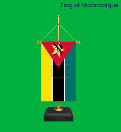 Téléchargez les photos : Drapeau haut détaillé du Mozambique. Drapeau national du Mozambique. L'Afrique. Illustration 3D. - en image libre de droit