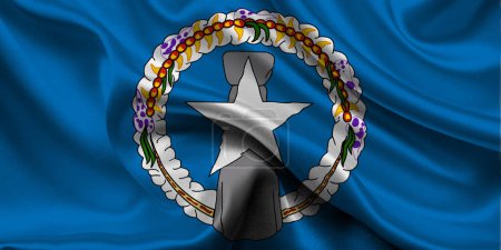 Foto de High detailed flag of Northern Mariana Islands. National Northern Mariana Islands flag. Oceania. 3D illustration. - Imagen libre de derechos