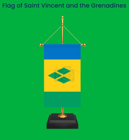 Foto de High detailed flag of Saint Vincent and the Grenadines. National Saint Vincent and the Grenadines flag. North America. 3D illustration. - Imagen libre de derechos