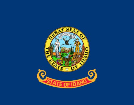 Téléchargez les photos : Drapeau haut détaillé de l'Idaho. Drapeau de l'Idaho, drapeau national de l'Idaho. Drapeau d'État Idaho. États-Unis. Amérique. - en image libre de droit