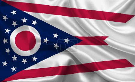 Alta bandera detallada de Ohio. Bandera del estado de Ohio, Bandera Nacional de Ohio. Bandera del estado de Ohio. Estados Unidos. Estados Unidos.