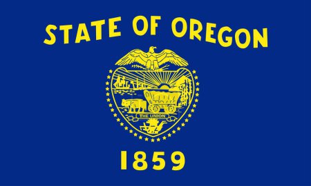 High detailed flag of Oregon. Oregon state flag, National Oregon flag. Flag of state Oregon. USA. America.