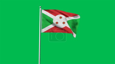 High detailed flag of Burundi. National Burundi flag. Africa. 3D illustration. Green Background.