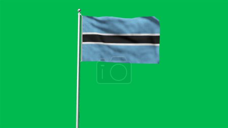 Hoch detaillierte Flagge von Botswana. Nationalflagge Botswanas. Afrika. 3D Render. Grüner Hintergrund.