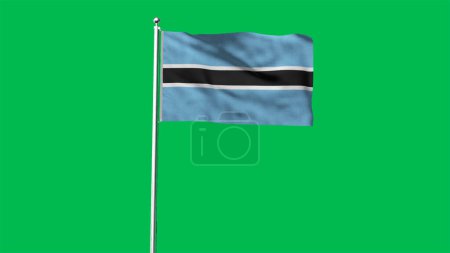 Hoch detaillierte Flagge von Botswana. Nationalflagge Botswanas. Afrika. 3D Render. Grüner Hintergrund.