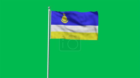 Alta bandera detallada de Buriatia. Bandera Nacional de Buriatia. Renderizado 3D.