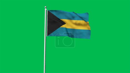 Alta bandera detallada de Bahamas. Bandera nacional de Bahamas. América del Norte. Ilustración 3D.