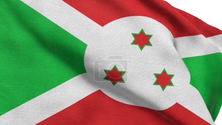High detailed flag of Burundi. National Burundi flag. Africa. 3D illustration.