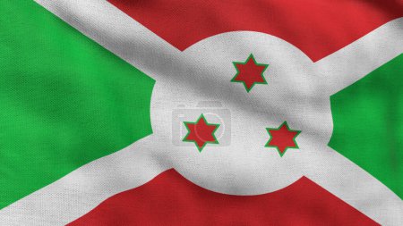 High detailed flag of Burundi. National Burundi flag. Africa. 3D illustration.