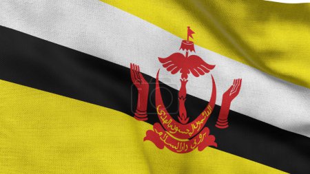 High detailed flag of Brunei. National Brunei flag. Asia. 3D Render.