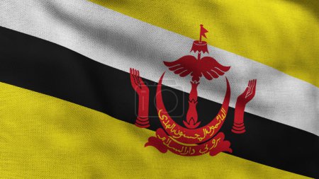 High detailed flag of Brunei. National Brunei flag. Asia. 3D Render.