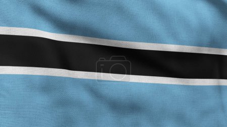 Drapeau haut détaillé du Botswana. Drapeau national du Botswana. L'Afrique. Expéditeur 3D.