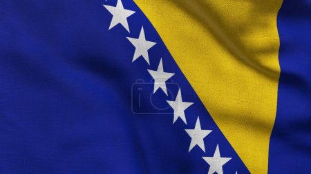 High detailed flag of Bosnia and Herzegovina. National Bosnia and Herzegovina flag. Europe. 3D Render.