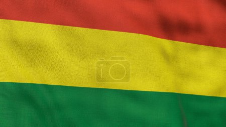Alta bandera detallada de Bolivia. Bandera nacional de Bolivia. Sudamérica. Renderizado 3D.