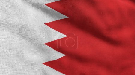 Hohe detaillierte Flagge von Bahrain. Nationalflagge Bahrains. Asien. 3D-Illustration.