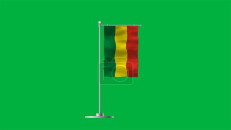 Alta bandera detallada de Bolivia. Bandera nacional de Bolivia. Sudamérica. 3D Render. Fondo verde.