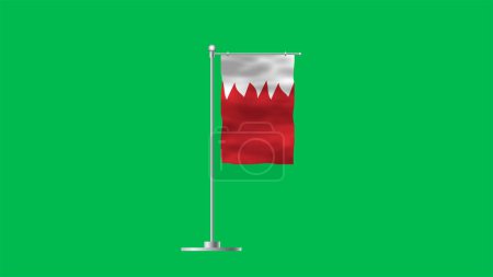 Hohe detaillierte Flagge von Bahrain. Nationalflagge Bahrains. Asien. 3D-Illustration.