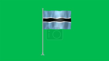 Drapeau haut détaillé du Botswana. Drapeau national du Botswana. L'Afrique. 3D Render. Contexte vert.