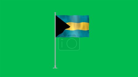 Alta bandera detallada de Bahamas. Bandera nacional de Bahamas. América del Norte. Ilustración 3D.