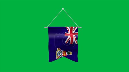High detailed flag of Cayman Islands. National Cayman Islands flag. 3D illustration. Green Background.