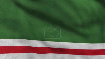 Drapeau haut détaillé de la République tchétchène d'Ichkeria. Drapeau national de la République tchétchène d'Ichkeria. Illustration 3D.