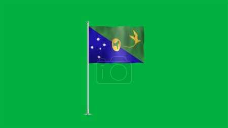 High detailed flag of Christmas Island. National Christmas Island flag. 3D illustration. Green Background.