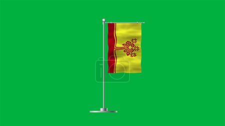 High detailed flag of Chuvashia. National Chuvashia flag. 3D illustration. Green Background.