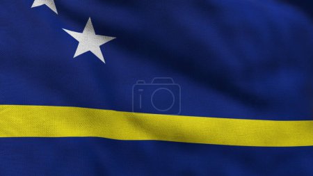 Hohe detaillierte Flagge von Curacao. Nationalflagge Curaçaos. Südamerika. 3D-Illustration.