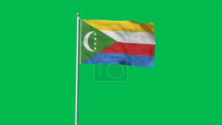 Alta bandera detallada de Comoras. Bandera Nacional de Comoras. ¡África! Ilustración 3D.