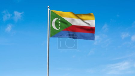 High detailed flag of Comoros. National Comoros flag. Africa. 3D illustration.