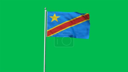 Alta bandera detallada de Congo-Kinshasa. Bandera Nacional Congo-Kinshasa. ¡África! Ilustración 3D.