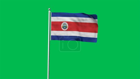 Alta bandera detallada de Costa Rica. Bandera Nacional de Costa Rica. América del Norte. Ilustración 3D.