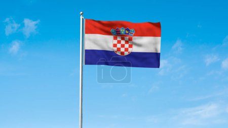 Hoch detaillierte Flagge von Kroatien. Nationalflagge Kroatiens. Europa. 3D-Illustration.