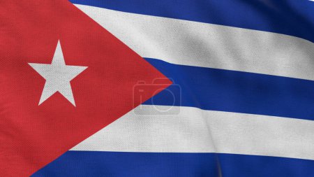 Alta bandera detallada de Cuba. Bandera Nacional de Cuba. América del Norte. Ilustración 3D.