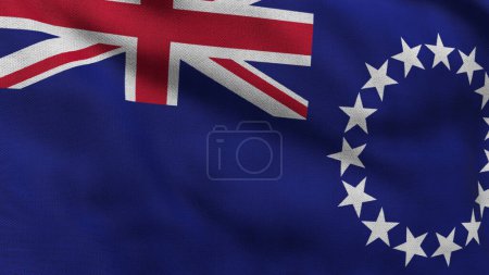 High detailed flag of Cook Islands. National Cook Islands flag. 3D illustration.