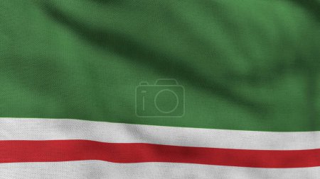 High detailed flag of Chechen Republic of Ichkeria. National Chechen Republic of Ichkeria flag. 3D illustration.