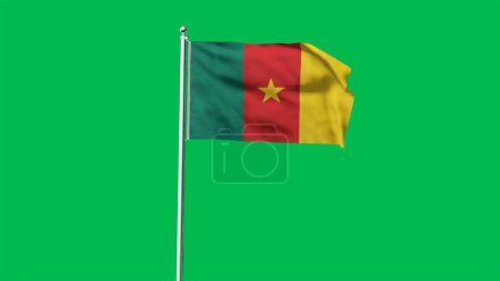 Drapeau haut détaillé du Cameroun. Drapeau national du Cameroun. L'Afrique. Illustration 3D.