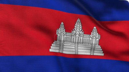 Hoch detaillierte Flagge Kambodschas. Kambodschanische Nationalflagge. Asien. 3D-Illustration.