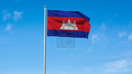 Hoch detaillierte Flagge Kambodschas. Kambodschanische Nationalflagge. Asien. 3D-Illustration.