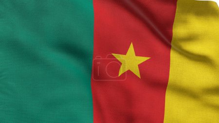 Hohe detaillierte Flagge Kameruns. Nationalflagge Kameruns. Afrika. 3D-Illustration.