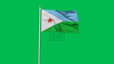 Alta bandera detallada de Djibouti. Bandera nacional de Yibuti. ¡África! Ilustración 3D.